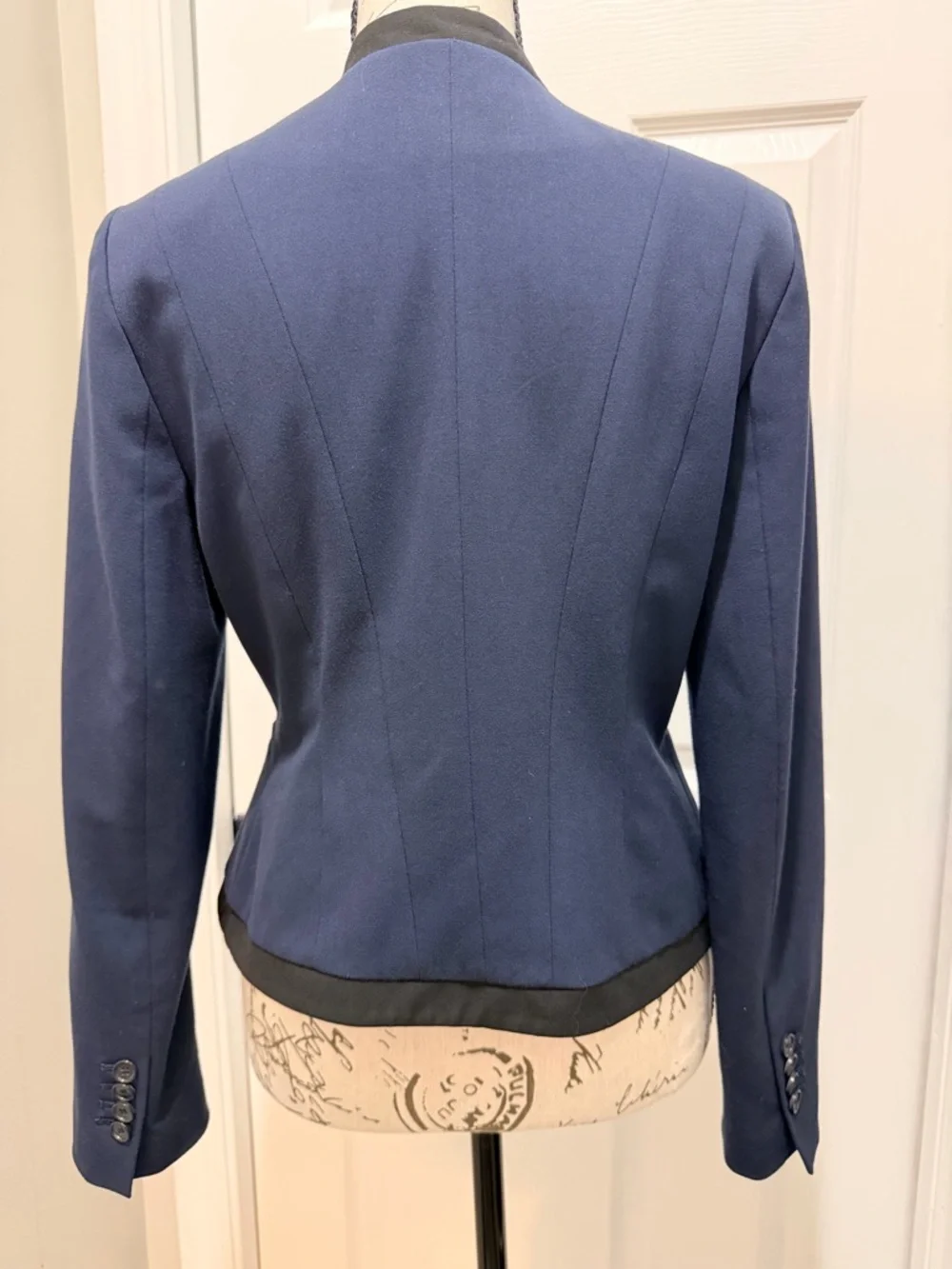 Ann Taylor Navy Blazer with Black Contrast Trim